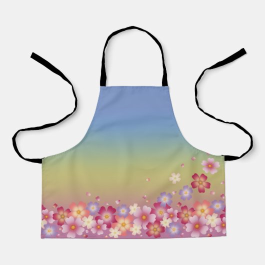 Gemengde Sakura Blossom Kimono Style Rainbow Schort (Voorkant)