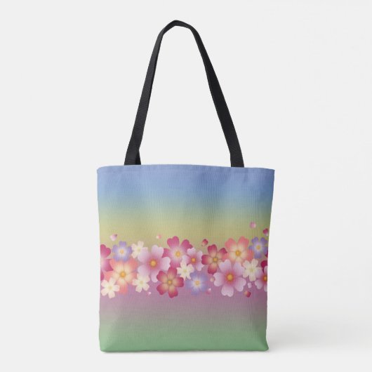 Gemengde Sakura Blossom Kimono Style Rainbow Tote Bag (Achterkant)