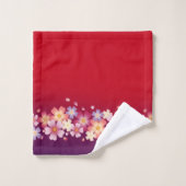 Gemengde Sakura Blossom Kimono Style Red en Paars Bad Handdoek (Wasdoekje)