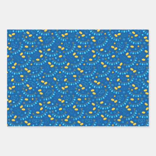 Gemengde set donkerblauwe patronen inpakpapier vel (Voorkant)