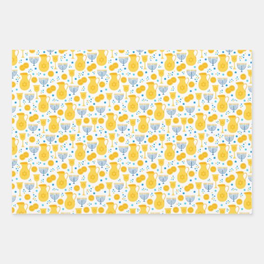 Gemengde set van menorah- en kaarspatronen inpakpapier vel (Voorkant 3)