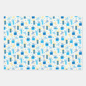 Gemengde set van menorah- en kaarspatronen inpakpapier vel (Voorkant 2)