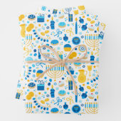 Gemengde set van menorah- en kaarspatronen inpakpapier vel (In situ)