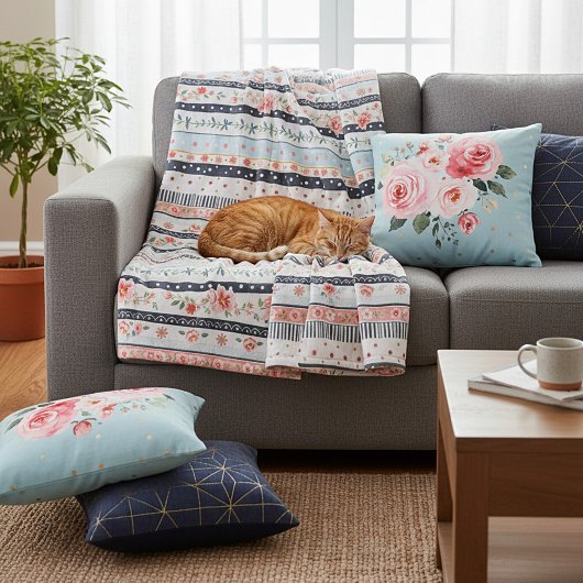 Gemengde shabby chic patronen fleece deken