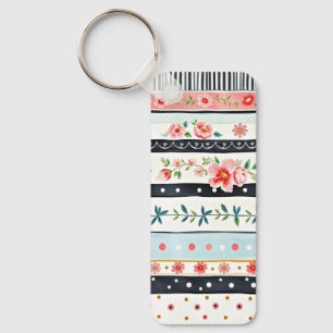 Gemengde shabby chic patronen sleutelhanger