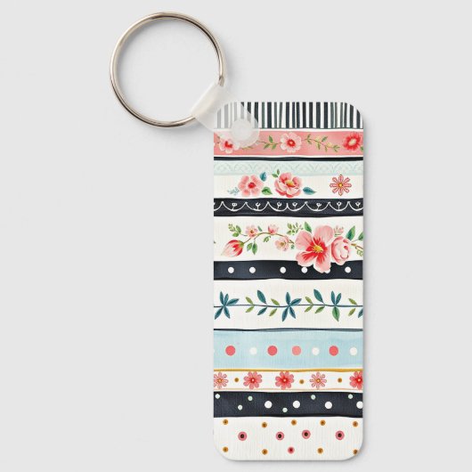 Gemengde shabby chic patronen sleutelhanger (Voorkant)