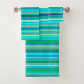 Gemengde strepen, Ocean Blue en Turquoise Bad Handdoek (Insitu)