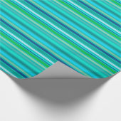 Gemengde strepen, Ocean Blue en Turquoise Cadeaupapier (Hoek)