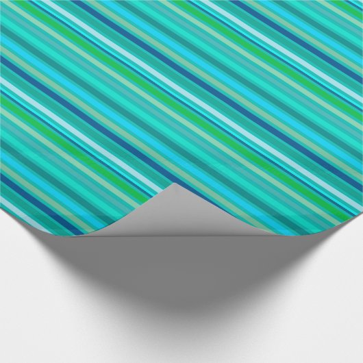 Gemengde strepen, Ocean Blue en Turquoise Cadeaupapier (Hoek)