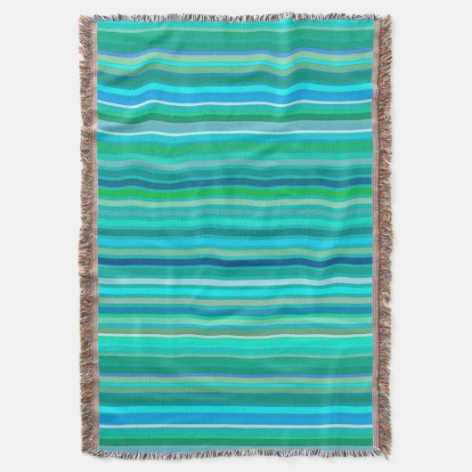 Gemengde strepen, Ocean Blue en Turquoise Deken (Voorkant Verticaal)