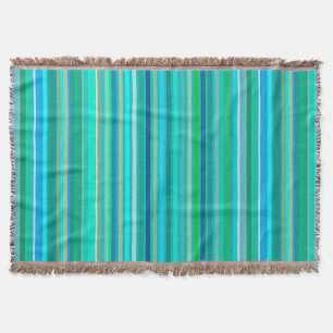 Gemengde strepen, Ocean Blue en Turquoise Deken