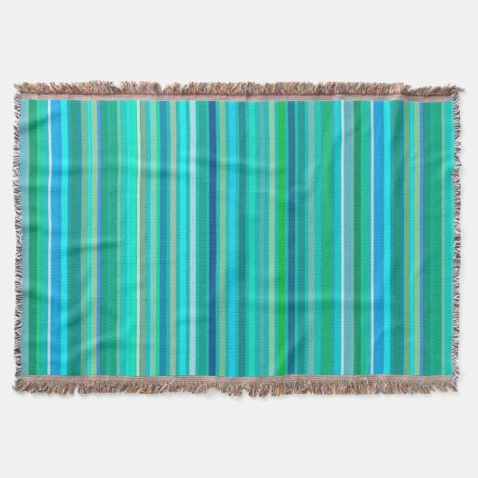Gemengde strepen, Ocean Blue en Turquoise Deken (Voorkant)