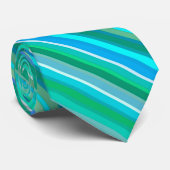 Gemengde strepen, Ocean Blue en Turquoise Stropdas (Opgerold)