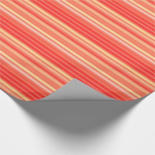 gemengde strepen, schaduwen van koraal Sinaasappel Cadeaupapier (Hoek)