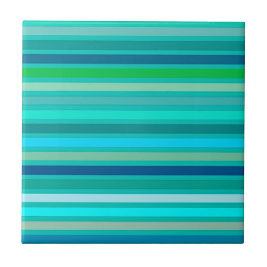 Gemengde Stripes, Fuchsia, Ocean Blue en Turquoise Tegeltje (Voorkant)