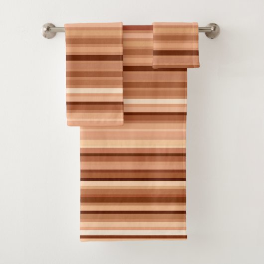 Gemengde strips, bruin, tan en crème bad handdoek (Insitu)