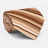 Gemengde strips, bruin, tan en crème stropdas (Opgerold)