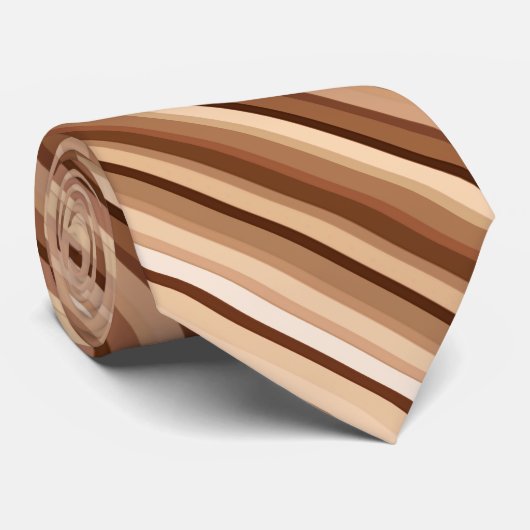 Gemengde strips, bruin, tan en crème stropdas (Opgerold)