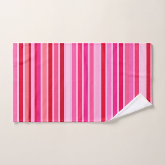 Gemengde strips, Fuchsia, Maroon en Roze Bad Handdoek (Handdoek)