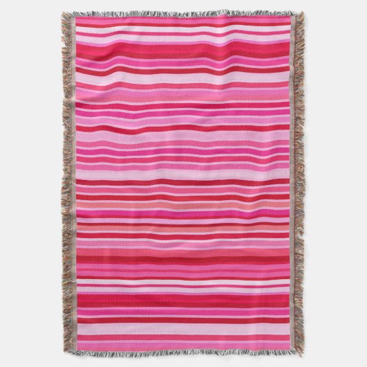 Gemengde strips, Fuchsia, Maroon en Roze Deken (Voorkant Verticaal)