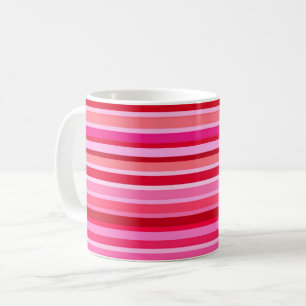 Gemengde strips, Fuchsia, Maroon en Roze Koffiemok