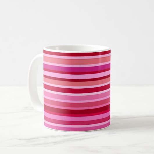 Gemengde strips, Fuchsia, Maroon en Roze Koffiemok (Voorkant links)