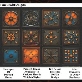 Gemengde Tegels - Bruin, Sinaasappel, Blauw AA3 De Tissuepapier