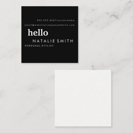 Gemengde tekst vierkante visitekaartje (Voorkant / Achterkant)