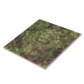 Gemengde tinten van groene bloemendamast tegeltje (Zijkant)