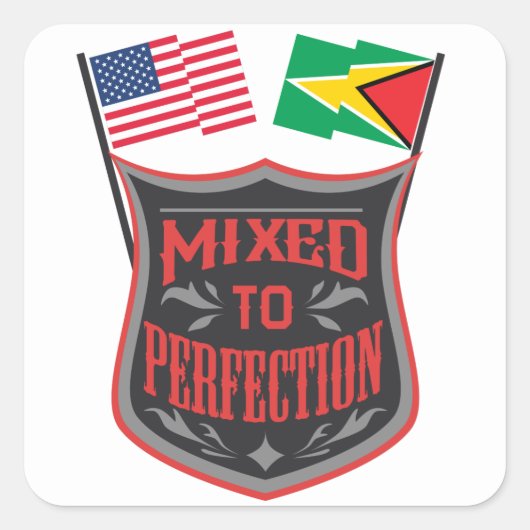 Gemengde tot perfectie Guyana Amerikaanse vlag Pri Vierkante Sticker (Voorkant)