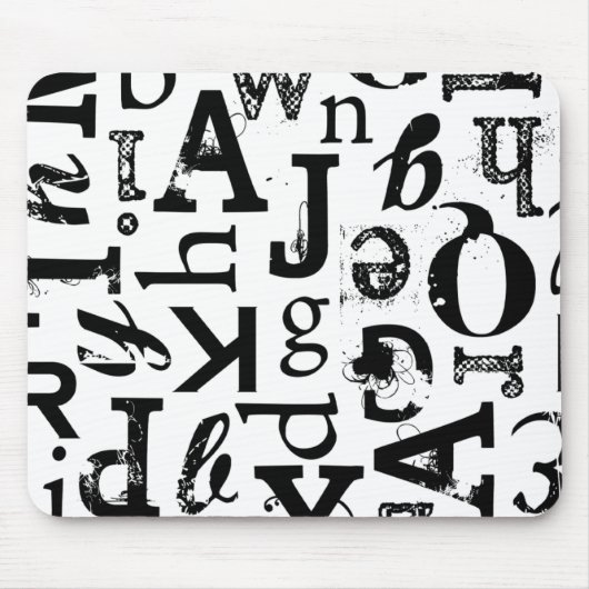 Gemengde Typografie Standard Mousepad Muismat (Voorkant)
