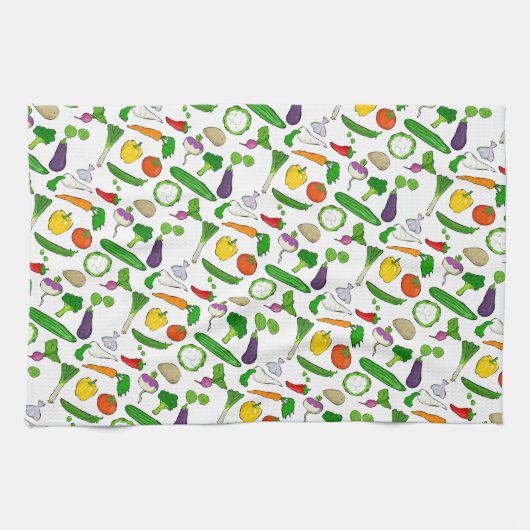 Gemengde Veg geïllustreerd patroon Theedoek (Horizontaal)