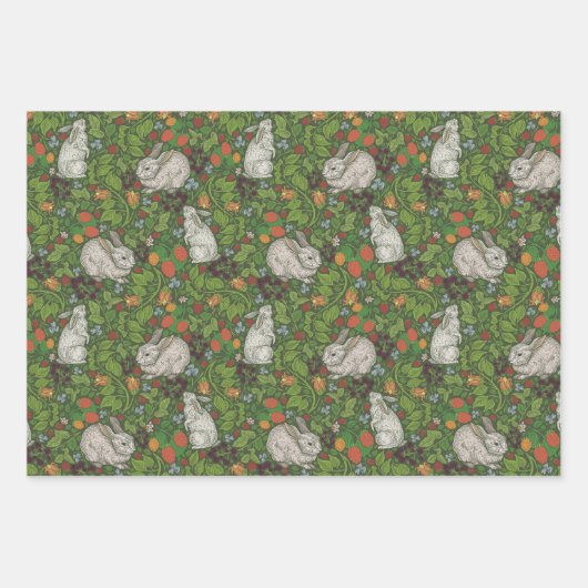 Gemengde Victoriaanse Antieke Konijn Bessentuin Inpakpapier Vel (Voorkant 3)