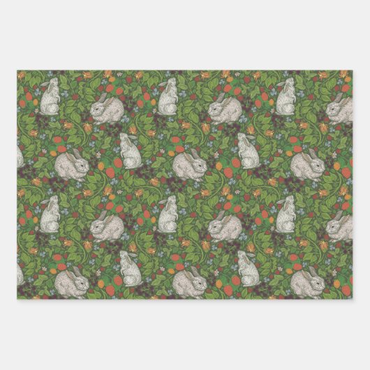 Gemengde Victoriaanse Antieke Konijn Bessentuin Inpakpapier Vel (Voorkant)