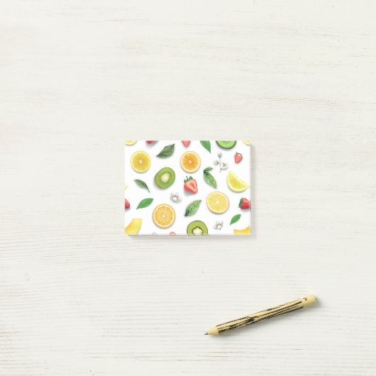 Gemengde vruchten 4 post-it® notes (Op bureau)