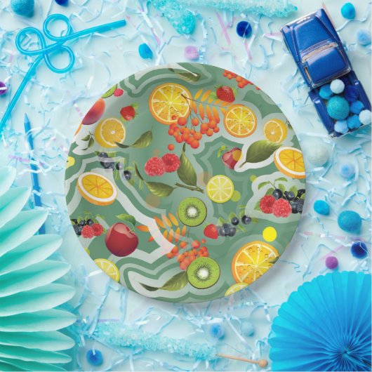 Gemengde vruchten 7 papieren bordje (Feest)