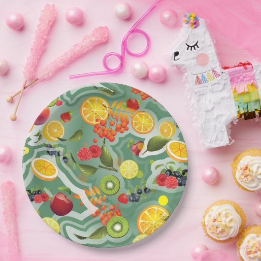 Gemengde vruchten 7 papieren bordje (Feest)