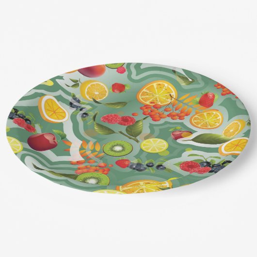 Gemengde vruchten 7 papieren bordje (Gekanteld)