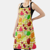 Gemengde vruchten Geel Witte Gingham Check Schort (Insitu)