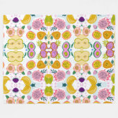 Gemengde vruchten met witte achtergrond paarse roz fleece deken (Voorkant (Horizontaal))