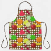 Gemengde vruchtenbruin en witte gingham schort (Voorkant)