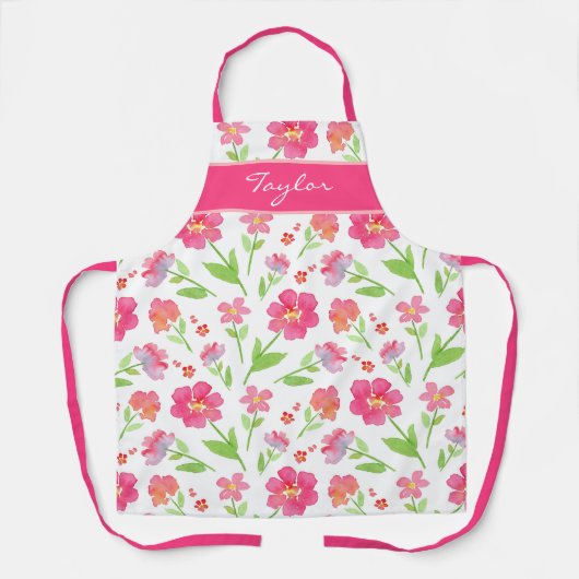 Gemengde Waterverf bloemen 2 Schort (Voorkant)