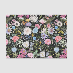 Gemengde Waterverf Garden Flowers Black Tissuepapier