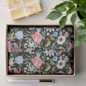 Gemengde Waterverf Garden Flowers Black Tissuepapier (Geschenk)