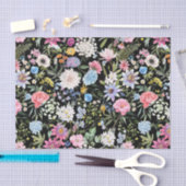 Gemengde Waterverf Garden Flowers Black Tissuepapier (Craft)