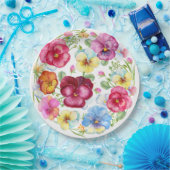 Gemengde Waterverf Pansy Flowers Papieren Bordje (Feest)