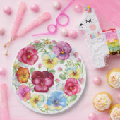 Gemengde Waterverf Pansy Flowers Papieren Bordje (Feest)