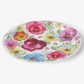 Gemengde Waterverf Pansy Flowers Papieren Bordje (Gekanteld)