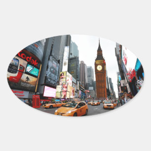 Gemengde wereld! - New York City en Londen Ovale Sticker