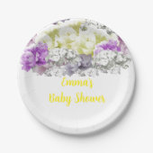 Gemengde zachte bloemenboeket Baby shower Papieren Bordje (Voorkant)